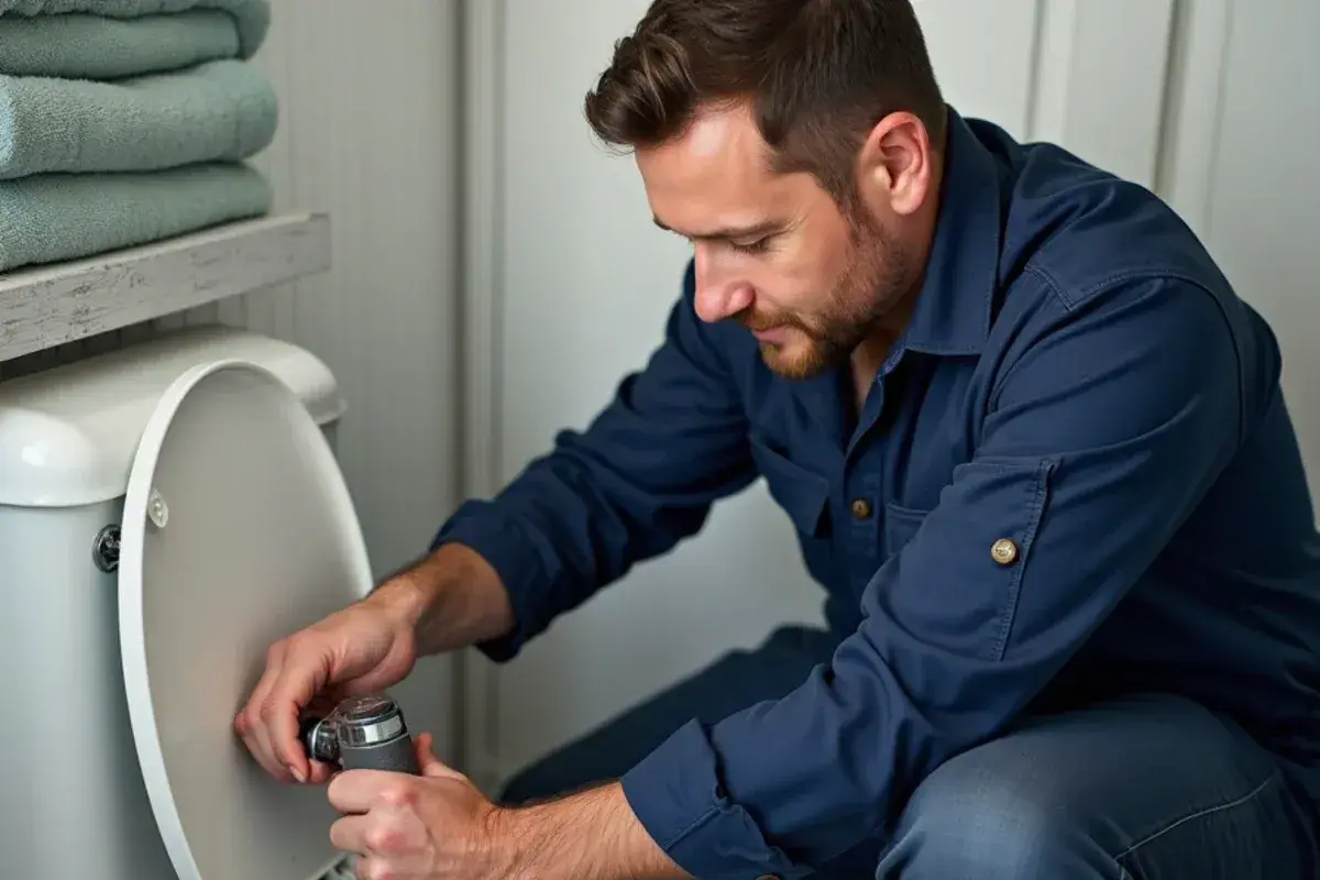 Closet auger inserted into a toilet bowl trapway to clear a clog