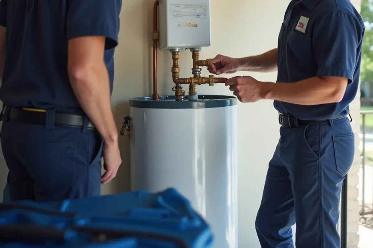 Expansion tank and relief line added during a permitted water heater replacement