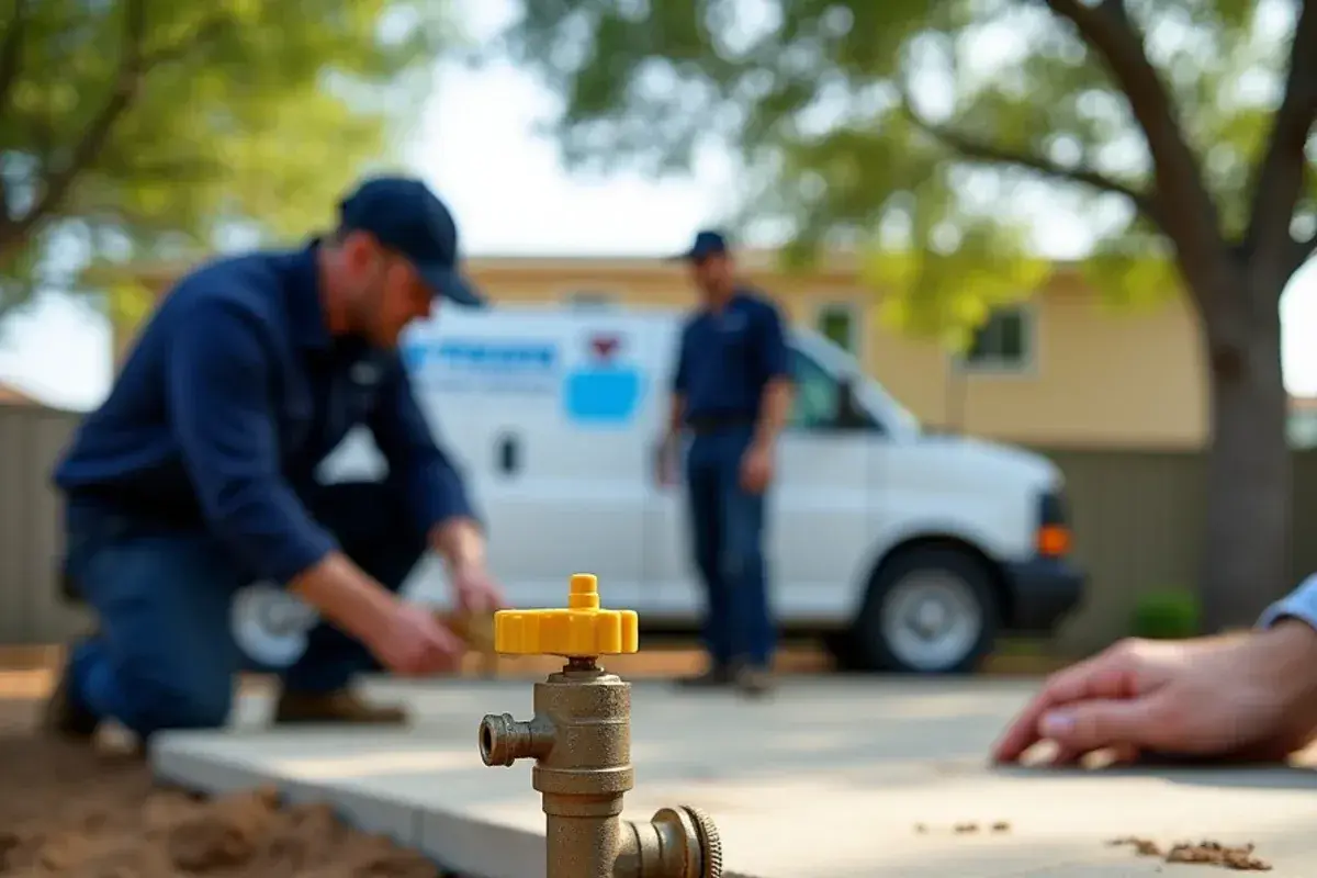 Gas stub-out with shut-off valve for an outdoor kitchen in a Georgetown TX backyard