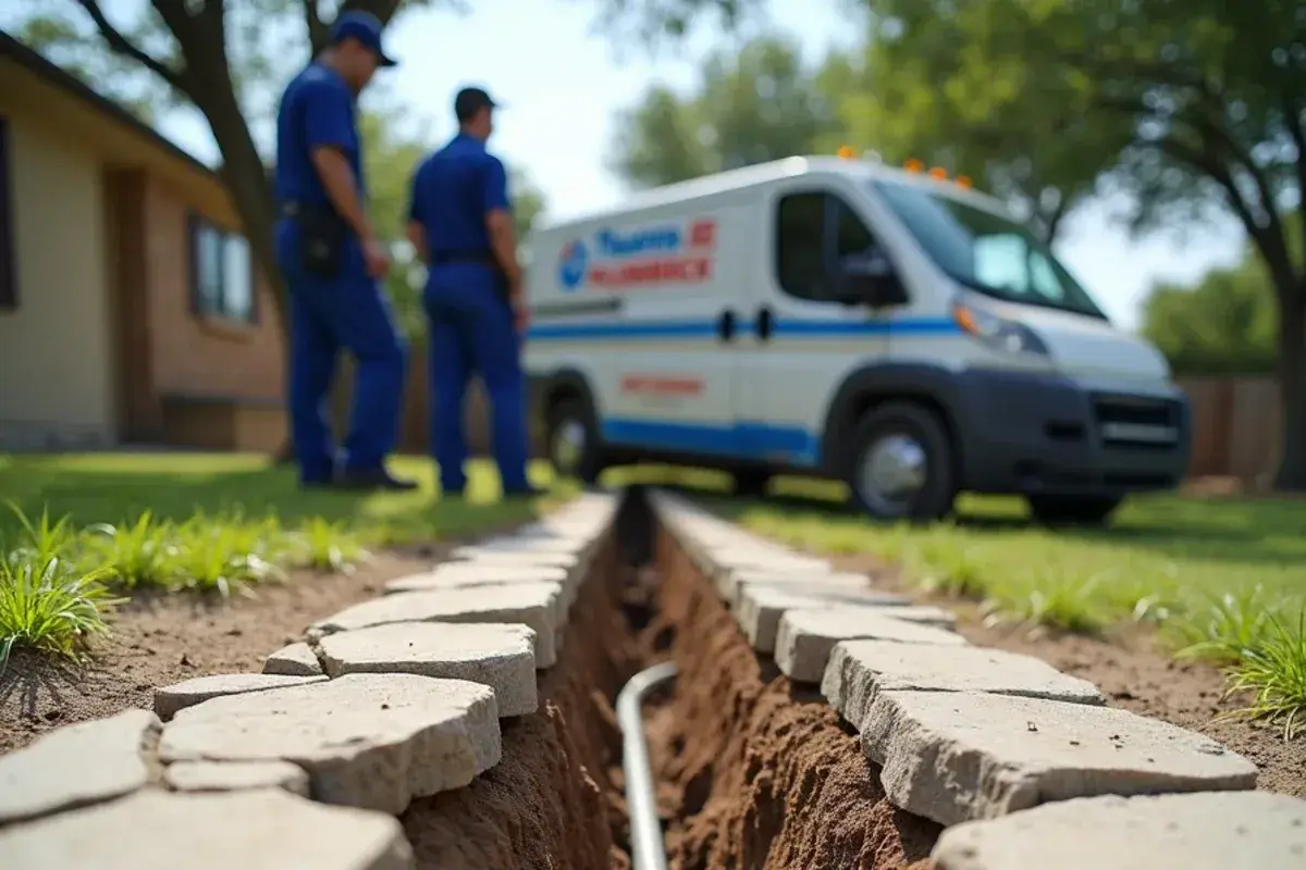 Limestone ledge exposed in a yard line trench in Georgetown TX