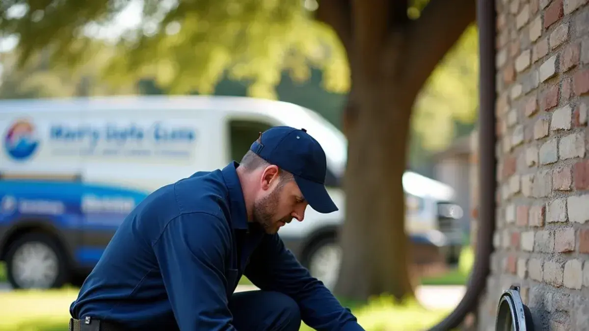 Plumber watching a water meter leak indicator at a Georgetown TX meter box