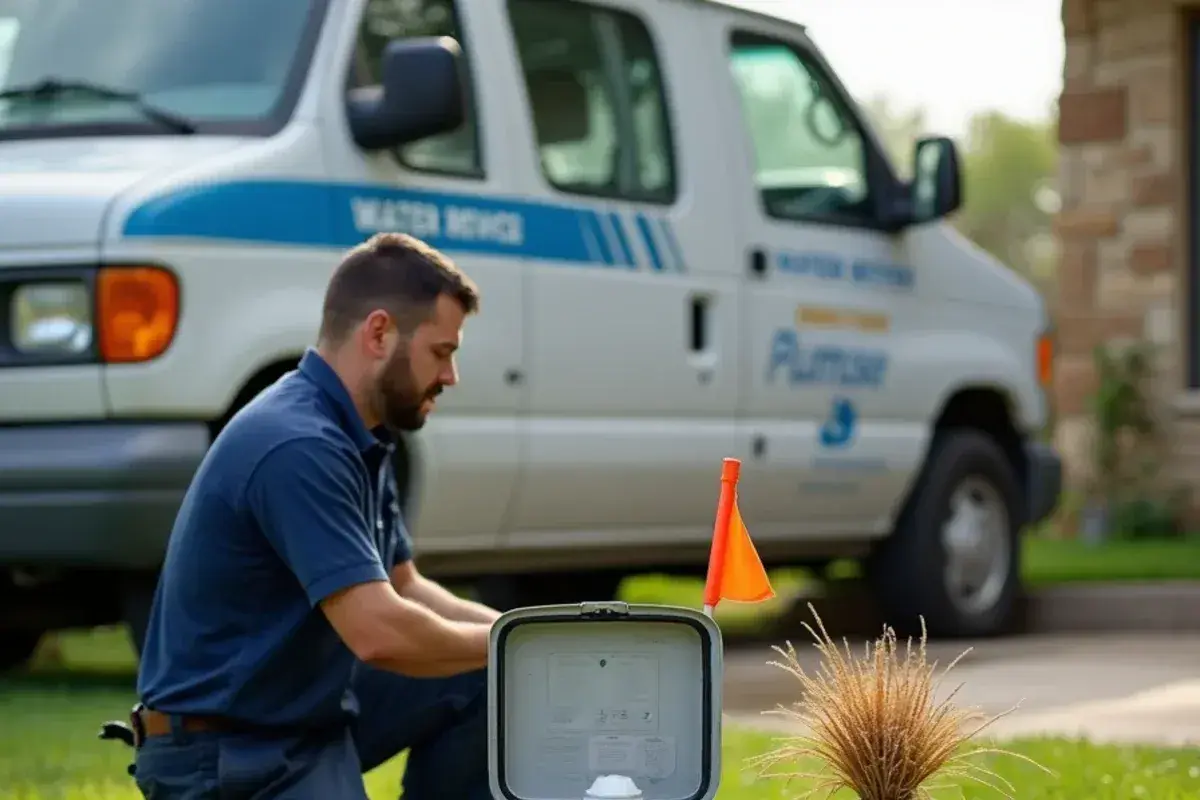 Water meter box and customer-side shut-off at a home in Brushy Creek TX