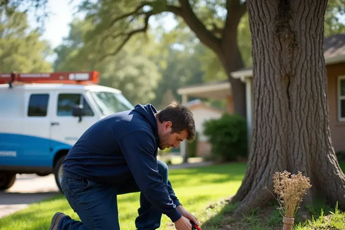 Plumber clearing an old sewer lateral from a yard cleanout in Burnet TX