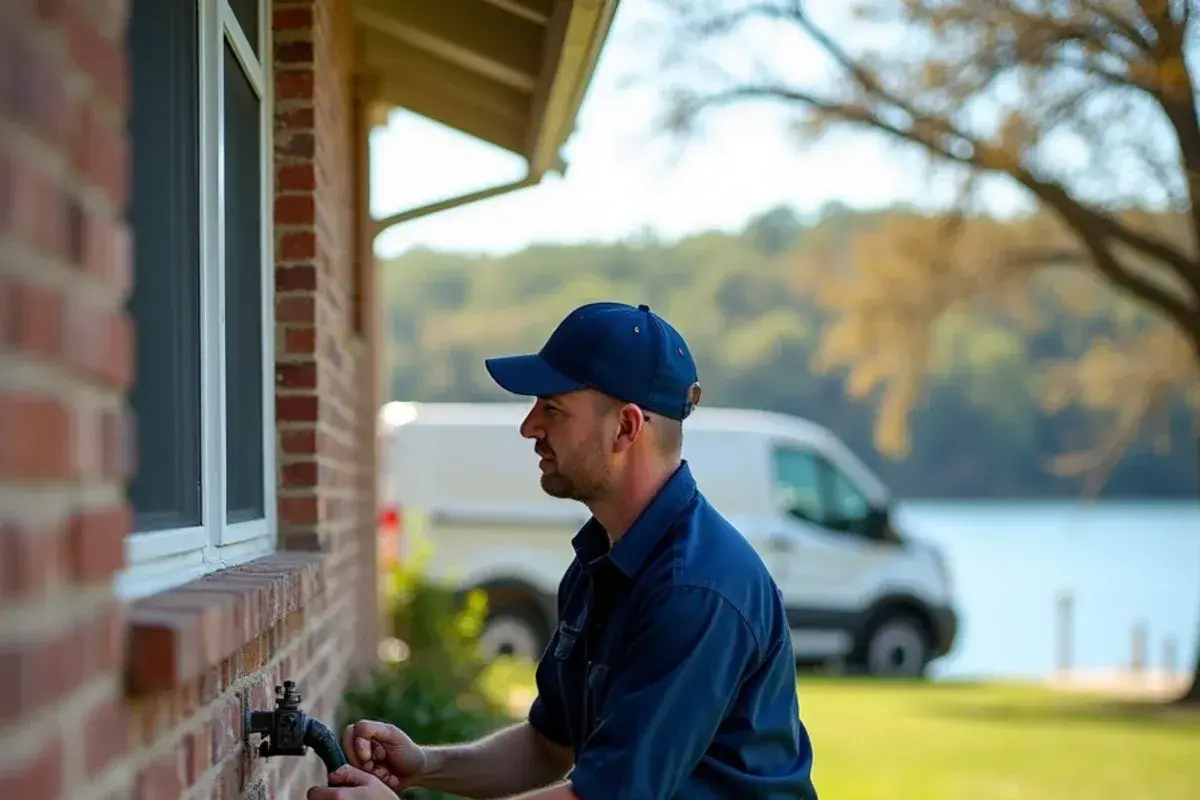 Frost-free hose bib installed on the lake side of a home in Morgan's Point Resort TX