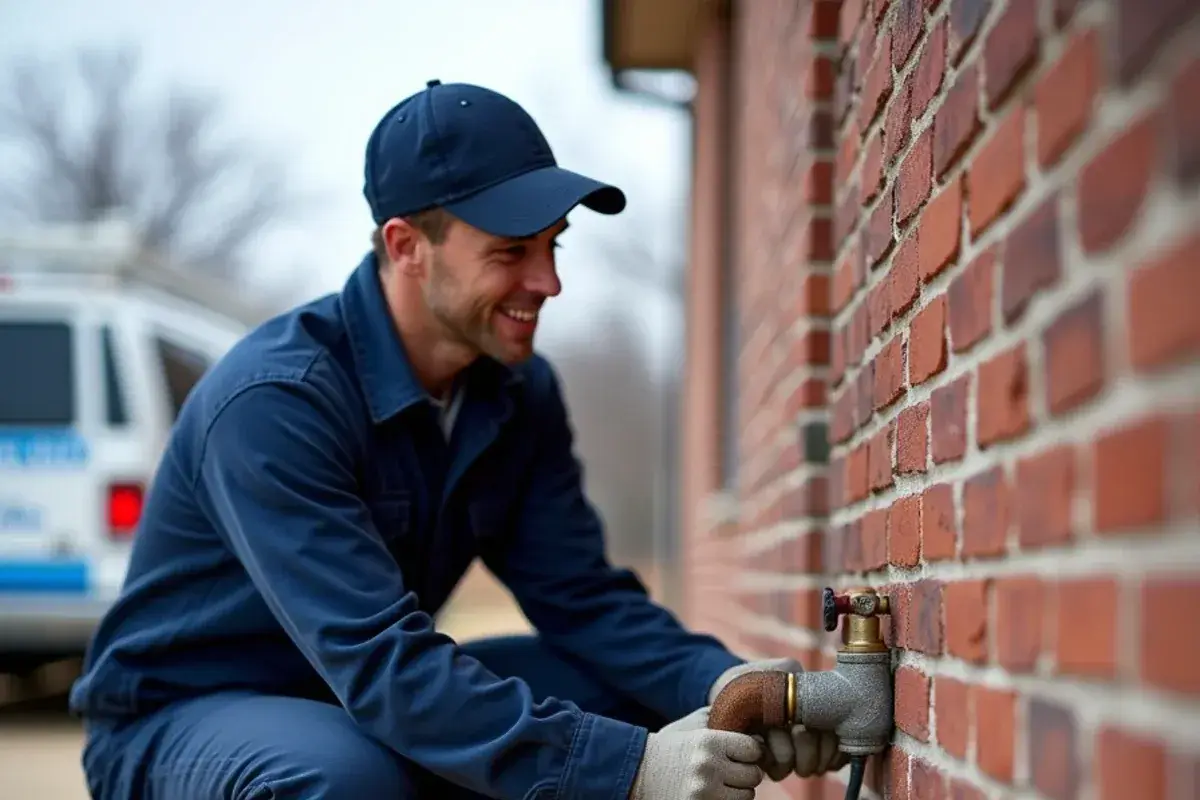 Frost-free hose bib replacing a freeze-split faucet at a home in Serenada TX