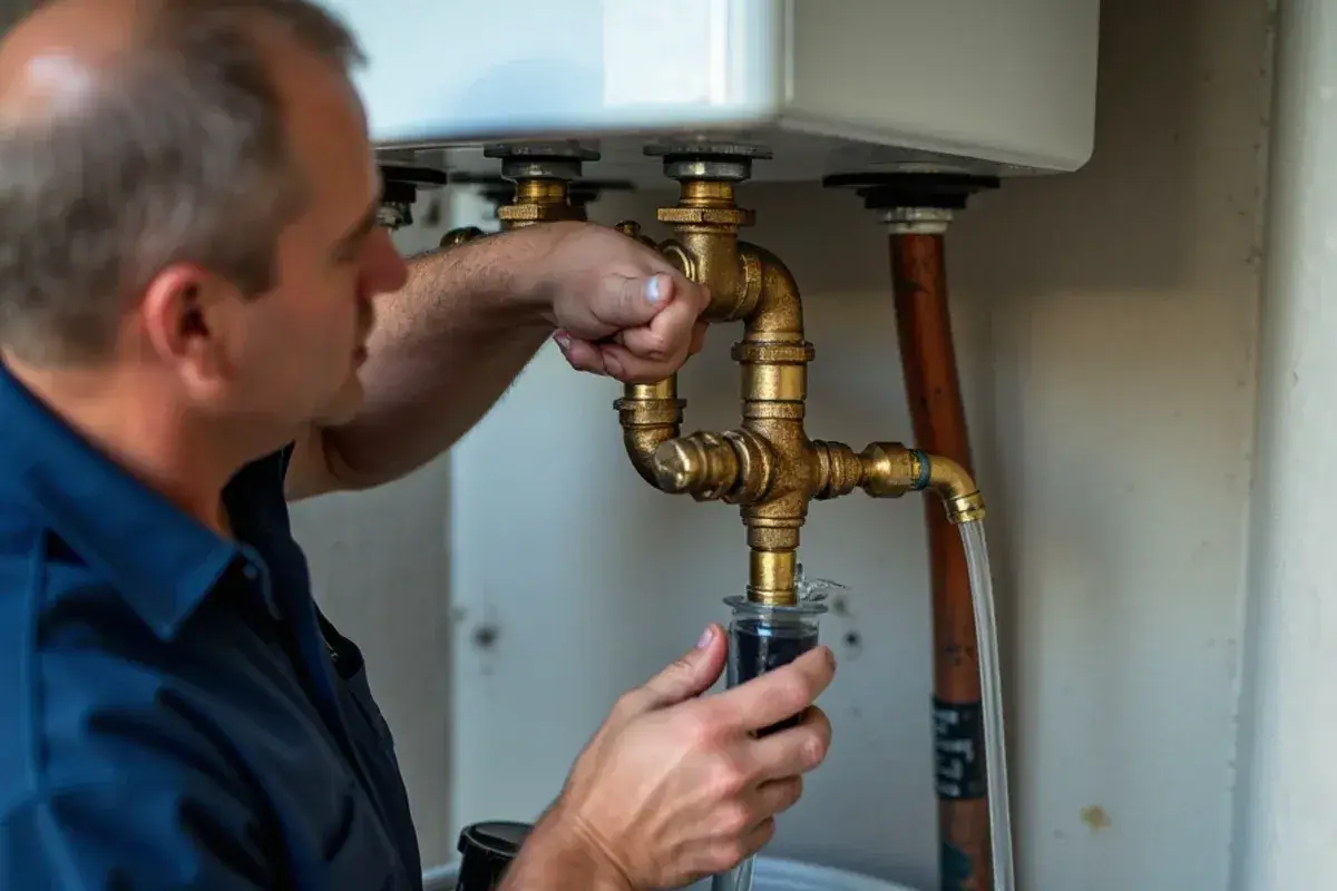 Tankless water heater isolation valves set up for descaling in Georgetown TX